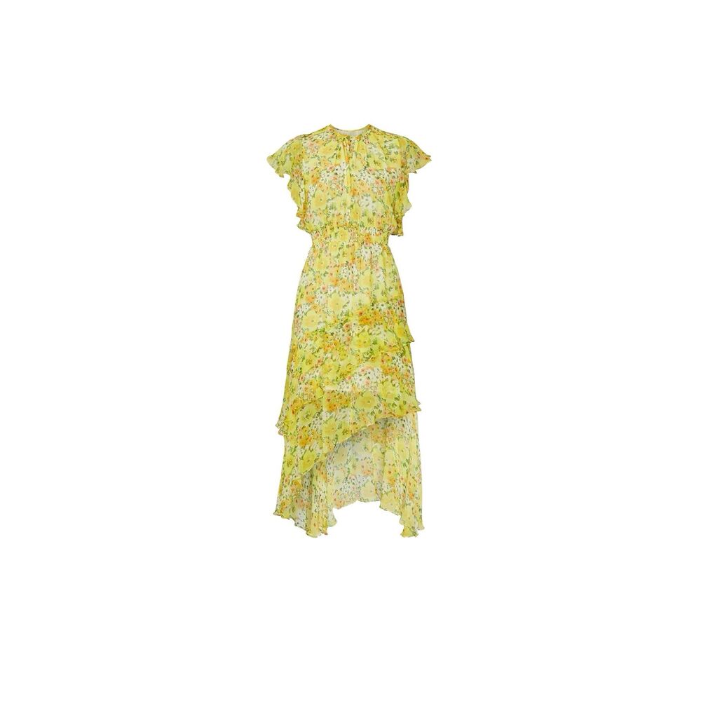 Shoshanna Candela Dress Yellow Floral‎ Hi-low Chiffon Dress Size 0 MSRP: $460